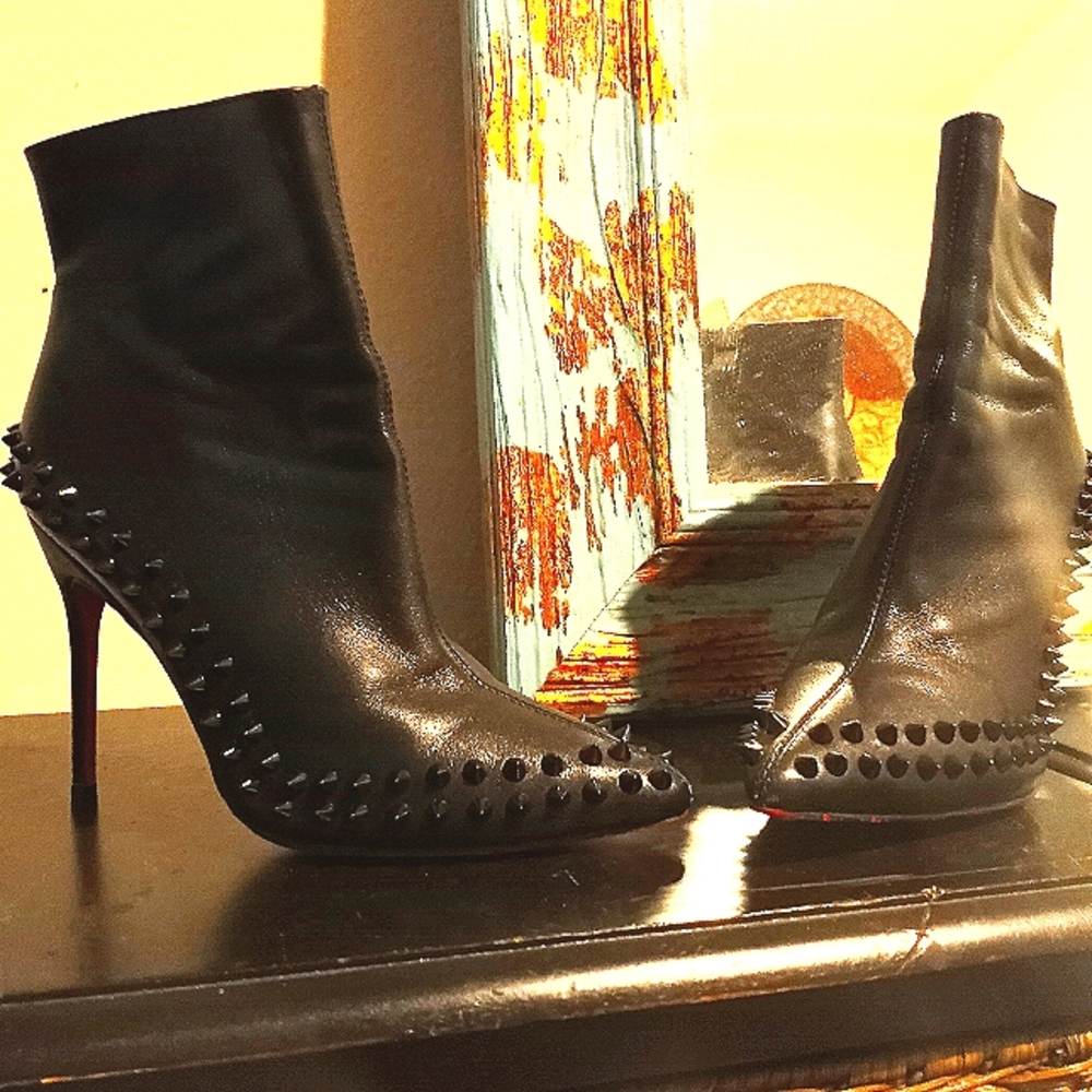 Louboutin Spiked Black Booties